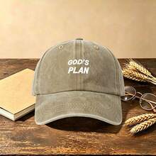 1pc GOD'S PLAN Letter Embroidered Washed Baseball Cap Vintage Distressed Soft Crown Adjustable Casual Sun Hat For Men Women - Multicolor - View 5