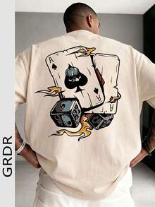 GRDR Men's Fashionable Printed Loose Short Sleeve T-Shirt | Exquisite Design | Summer Essential | Easy To Match | Showcase Your Style - Apricot - View 2