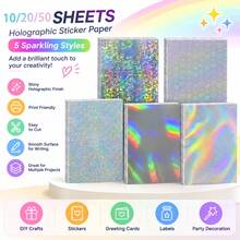5/10 Sheets A4 Holographic Laser Self-Adhesive Cold Laminating Film Set, Multiple Vibrant Rainbow Glitter Laser Craft Paper, 5 Laser Pattern Designs, Bright And Transparent Colors, Flexible And Easy To Cut, Suitable For DIY Crafts, Scrapbooking, Card Making, Gift Wrapping, Children's Art Projects, Meeting Various Creative Handmade Decoration Needs - View 4