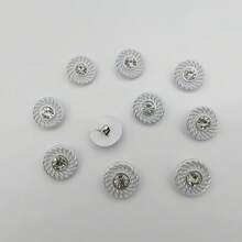10pcs/2.2cm Fashion Personalized Minimalist White Striped Rhinestone Plastic Buttons With Silver Base, European And American Style High-End Vintage Asymmetrical Pattern Buttons For Handmade Sewing, Versatile Decorative Buttons For DIY Clothes, Bags, Hats, Coats, Sweaters, Pants, Shirts - 10pcs/2.2cm White Rhinestone Buttons - View 3