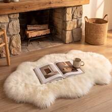 1pc Washable Non-Slip Cream White Faux Long Fur Decorative Carpet, Thickened Long Pile Suede Non-Slip Bottom, Bedroom Bedside Rug, Suitable For Living Room, Bedroom, Bedside, Vanity, Nursery And Other Living Scenes, Gentle And Sweet, Enhances Home Happiness, All-Season Daily Style, Carpet, Rug, Carpet Living Room, Kitchen Mat, Carpet For Bedroom, Bathroom Mat, Rug Bedroom, Room Decor, Rugs For Living Room, Kitchen Rug, Washable Rug, - Creamy White - View 4