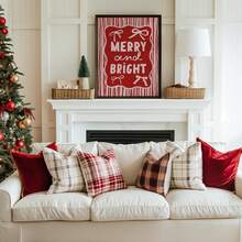 1pc Frameless Festive Red Pink Christmas Print Wall Art Dorm Gift - Multi-color - View 2