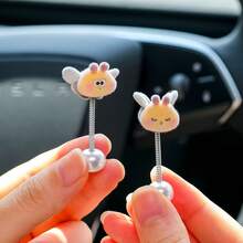 New Spring Swaying Car Bee Leaf Rotating Stress Relief Mini Ornament Cute Little Bee Creative Decoration For Car Interior Workstation Desk Random Color Base Flower - A - View 4