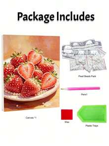 Pearl Painting Is Designed With Strawberry Pattern. DIY Handmade Sticky Diamond Creative Diamond Painting Kit With Tools And Pearl Diamond Bag. It Is A Good Home/Office Decoration, Gift For Craft Lovers, Unframed - A - View 4