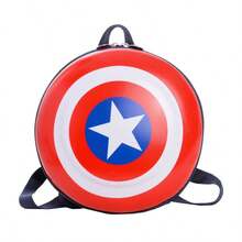 Back To School Disney Marvel Avengers Spider-Man Boys Backpack Round Hard Shell Backpack Women's Fashion Functional Backpack Shield Shaped Cartoon Backpack EVA Hard Shell Pressure-Resistant Waterproof Wear-Resistant Stain-Resistant Easy To Clean Breathable Pressure-Relieving Wide Strap Lightweight Spine Protection No Shoulder Pressure Dual Zipper Large Capacity Storage Anime Style Backpack Versatile Lightweight Backpack - Backpack - View 11