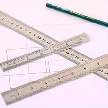 1/3pcs Metal Steel Ruler Set, 15/20/30cm Measuring Scale, Student Office Drawing Measurement Tool, Home Craft Cutting Ruler, Holiday Small Gift - Multiple Styles - View 4
