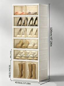 3/6/9LayerHome Multi‑layer Shoe Storage Cabinet, White Foldable Shoe Organizer with Transparent Cover, Dust‑resistant Storage for Sneakers, Heels and Tall Boots - Ver 10