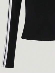 Adidas 女款 FAV 3S LS TEE 長袖針織無領 T-shirt TKZ1556 - 黑與白 - 查看 7