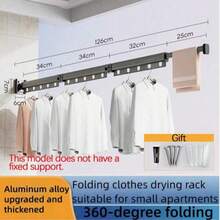Foldable Shower Curtain Rod, Upgraded And Thickened Aluminum Alloy Material, 360 ° Foldable Design, Rust And Moisture Resistant, Suitable For Balcony And Bathroom Drying Racks, Space Saving, Easy To Store, Adaptable To Various Wall Shapes - Multicolor - View 14