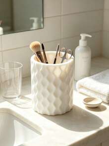 3D Printed Wavy Makeup Brush Holder, Vanity Makeup Brush Pen Holder, Desktop Cosmetic Storage Bucket, 3D Printed One-Piece Molded Large Capacity Cylindrical Design, Easy To Clean, Multi-Purpose, Multi-Scenario - Multicolor - View 9
