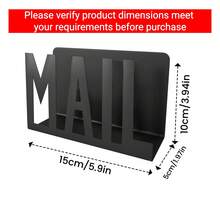 Modern Aesthetic Black Metal Hollow MAIL Letter Holder, Desktop Mail Sorting File Organizer, Office Envelope Document Storage Minimalist Decor - View 5
