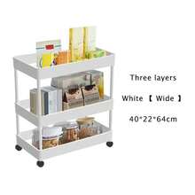 LÈRFM [okadytop] Carro de almacenamiento multifuncional de 3 capas, herramienta de almacenamiento para el hogar, estante de almacenamiento multifuncional para baño, oficina y cocina - Blanco - Ver 3