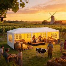 Garden Pavilion 3x3m/3X6m/3X9m Canopy Party Tent Waterproof Heavy Duty With 4 Sidewalls & Windows & Solid Ground Stakes Outdoor Gazebo Winter Resistant UV Protection, Anthracite/Gray/White - White - View 10