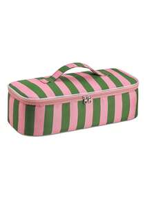 Colorful Striped Hair Tool Storage Bag With Mesh Pocket, Zippered Travel Portable Organizer For Hair Dryer/Curling Iron/Flat Iron, Vacation Travel - Multicolor - View 13