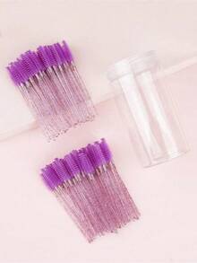 200/100/50/10 Pcs Eyelash Brushes, Mascara Wands (With Storage Case), Bendable Disposable Eyebrow Brushes, Eyelash Extension Brushes, Eyebrow Brushes, Castor Oil Brushes (Crystal Purple) - Purple - View 5