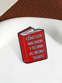 QIHOO 1PC Red Book Shape Enamel Brooch Pin Funny Spanish Slogan Lapel Badge Aesthetic Decor Pin For Clothing Backpack - Multicolor - View 4