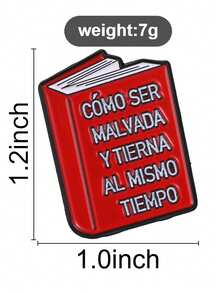 QIHOO 1PC Red Book Shape Enamel Brooch Pin Funny Spanish Slogan Lapel Badge Aesthetic Decor Pin For Clothing Backpack - Multicolor - View 5