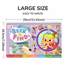 Reusable Search & Find Activity Book, 7 Life Scene Search Games, Includes 1 Erasable Pen Busy Book, Educational Learning Toy, Children's Gift, Halloween, Christmas - Multicolor - View 10