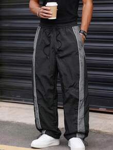Men's New Casual Long Pants. Drawstring Minimalist Design. Side Pockets Design. Soft And Comfortable Fabric - Convenient To Carry And Store. Suitable For Outdoor And Daily Wear - Black - View 2