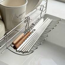 1pc Stainless Steel Extendable Sink Drain Rack, Detachable Dish Storage Basket, Suitable For Kitchen Sink Bowl, Plate And Cookware Storage - Multicolor - View 6