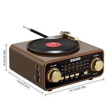 Radio Bergaya Pemutar Vinyl Retro, Portabel FM/AM/SW & Streaming Nirkabel, Dekorasi Vintage Unik untuk Rumah & Ide Hadiah - View 2