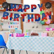1 Set Spider Theme Birthday DIY Bunting, Spider Web Happy Birthday Decoration Flags, Cartoon Movie Hanging Garland, Suitable For Birthday Party Decorations - Multicolor - View 5