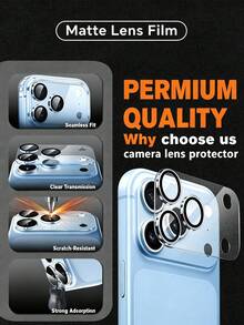 1pc [2026 New] Transparent Frosted Full Coverage Camera Lens Protector, Compatible With IPhone 18 Pro Max/18 Pro/17 Pro Max/17 Pro, Matte Finish, Rear Lens Glass Protection, Shockproof & Scratch-Resistant, Easy Installation - Clear - View 4