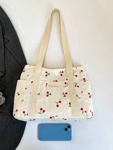 2026 European & American Vintage Striped Large Capacity Shoulder Bag New Girl's Fashion Multi-Pocket Tote Handbag - White - View 8