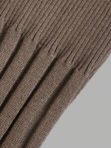 Women Elegant Fall Brown Ribbed Knit Mini Dress, Round Neck Cap Sleeve Bodycon Dress, Party Going Out Outfits For Women - Khaki - View 6