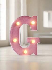 1pc Pink Sequin Glowing Letter/Number Desktop Decorative Night Light, Romantic Proposal Birthday Party Atmosphere Light, Guide Light - Q2-pink Letter Light - View 21