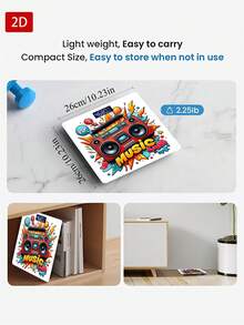 2D Flat Retro Record Player Style High Precision Body Weight Scale With Display Screen, Portable Stereo, Suitable For Party And Indoor Use, Music System, Max Capacity 400lbs/180kg, Tempered Glass Surface, Temperature Detection, Uses AAA Batteries (Not Included) - A - View 4