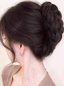 Women's Twisted Bun Hair Claw Clip Wig, Flat Head Claw Clip Braided Bun Hair Extension, High Crown Bun Hair Claw Clip, Natural Voluminous Hair Piece HA2798 - Multicolor - View 7