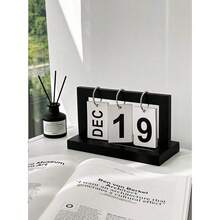 1pc - Modern Farmhouse Wooden Block Perpetual Flip Calendar | Vertical Desktop Calendar Large Display Home Office Decor Holiday Gift - Christmas/Halloween Holiday Gift Decor Calendar - Multiple Styles - View 4