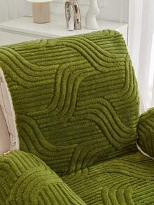 1pc Thick Plush Wavy Pattern Single Person Recliner Chair Pad, Manual Reclining Rocking Chair Protector, Armrest & Backrest Integrated Sofa Cover, Non-Slip Anti-Shift Wear-Resistant, Anti-Scratch Pet-Friendly, Machine Washable All-Season, Multi-Color Options For Living Room Bedroom Single Person Slouchy Sofa Protective Cover - Green - View 7