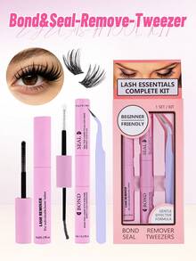 Set Lem Ekstensi Bulu Mata Hypoallergenic 2-in-1 dengan Agen Pengikat, Tahan Lama Hingga 72 Jam, Tahan Air, Cocok untuk Bulu Mata Palsu Cluster DIY, Bulu Mata Palsu untuk Penggunaan di Rumah, Alat Rias, Lem Ekstensi Bulu Mata Campuran Hitam - Lilac Purple - View 2