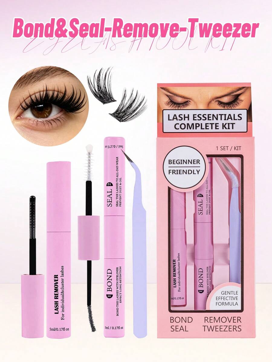 Set Lem Ekstensi Bulu Mata Hypoallergenic 2-in-1 dengan Agen Pengikat, Tahan Lama Hingga 72 Jam, Tahan Air, Cocok untuk Bulu Mata Palsu Cluster DIY, Bulu Mata Palsu untuk Penggunaan di Rumah, Alat Rias, Lem Ekstensi Bulu Mata Campuran Hitam