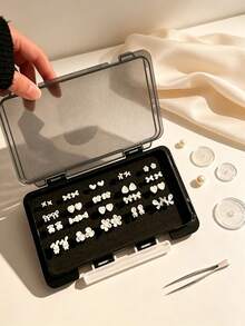 1pc Transparent Earring Display Box, Minimalist Nail Art Accessory Storage Box, Dust-Proof Multi-Purpose Nail Art Storage Box, Jewelry Storage Box, Suitable For Travel, Vacation, Daily Vanity And Dorm, Ideal Holiday Birthday Gift For Women And Girls - Black - View 5