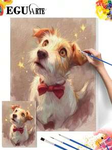 DIY Adorable Dog With Red Bow Tie (Frameless 8x12 / 16x20 Inches) Paint By Numbers Kit(Acrylic) Arts & Crafts For Adult Beginners, Home Wall Decor, And Creative Holiday Gifts For Pet Lovers - Sets - View 2