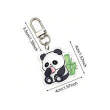 6 Pcs/Set Cute Cartoon Panda Acrylic Keychains, Soft Adorable Panda Pendant With Metal Key Ring, Decorative Key Chain Charms For Keys Backpack Handbag, Party Favor Gift Supplies - Panda - View 3