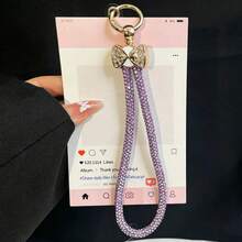 Fashionable Exquisite Full Rhinestone Butterfly Short Outdoor Portable Pendant Butterfly Full Rhinestone Ring Women's Delicate High-End Niche Pendant Accessory Outdoor Travel Hiking Commute Handbag Strap Phone Case Phone Cover Small Pendant Rope Rhinestone Shiny Inlaid Diamond High-End Wrist Pendant Phone Chain Phone Lanyard - Multicolor - View 8