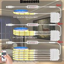 Acosh Neon 1-6pcs 5V Smart COB LED Light Strip, USB Dimmable LED Light Strip 320LED, Suitable For Wall Kitchen Cabinet, Self-Adhesive Light - Warm White - View 4