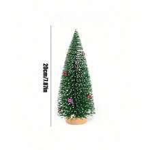 5pcs Set Snow Flocked Bottle Brush Christmas Tree, Multicolor Mini Pine Trees With Decorative Balls, Wooden Base, Desktop Winter Village Christmas Home Decor - Multicolor - View 11