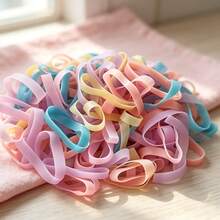 511pcs Pink Macaron Color Thickened & Widened Hair Ties, Non-Damaging, Ideal Holiday Gift For Hair Styling - Multicolor - View 9