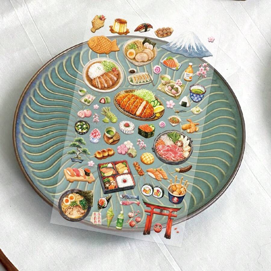 Food Stickers For Phone Case, Keyboard, Tablet, Diary, Notebook, Laptop, Planner, Guitar, Helmet, Skateboard - Japanese Food - View 1