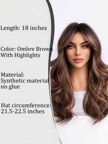 18‑Inch Long Wavy Wig With Brown‑Gold Highlights, Breathable Mesh‑Cap High‑Temperature‑Resistant Synthetic Wig, Suitable For Daily Commuting, Halloween And Christmas Parties - Multicolor - View 6