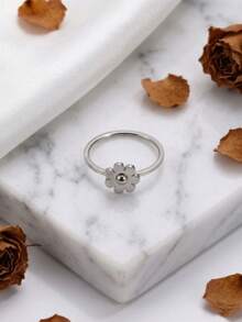 1pc Stainless Steel 18K Gold Plated Polished Small Flower Ring, Gentle Fresh Elegant, Suitable For Dress And Daily Wear, Versatile Hand Accessory - Small Flower Ring - View 13