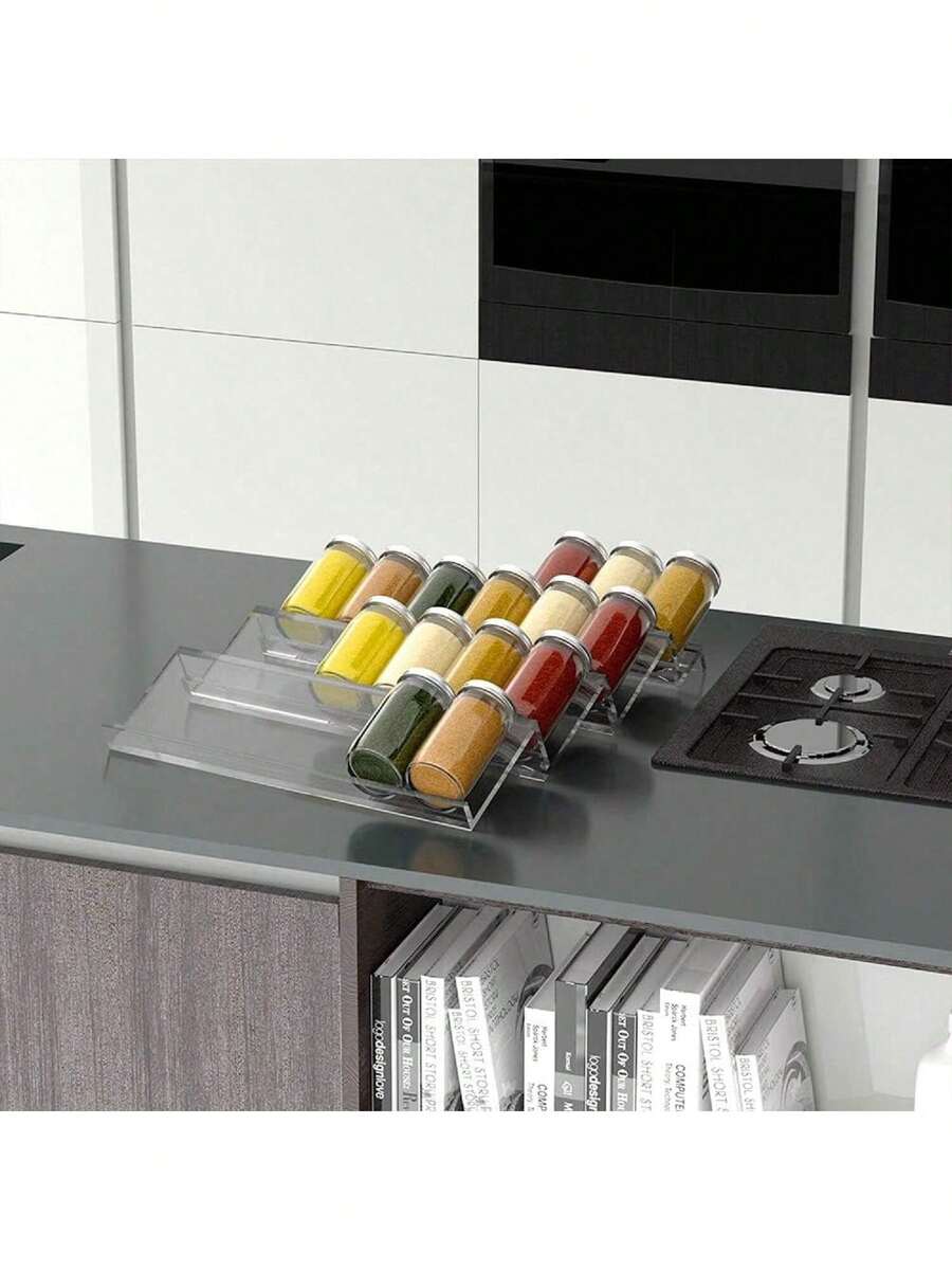 1/2/4/6pcs Expandable Transparent Acrylic Spice Drawer Organizer, Adjustable Length Spice Storage Tray For Kitchen Drawer, Cabinet, Pantry, Fits Different Drawer Sizes, Organizes Spice Bottles, Seasoning Jars And Various Condiments, High Transparency Acrylic Material, Durable And Easy To See Contents, Convenient Access, Helps Organize Kitchen Storage Space, Suitable For Home Kitchen Storage, Multiple Quantity Options Available - One Size - View 1