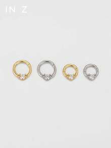1pc 925 Sterling Silver Round Zirconia Seamless Hoop Earring – Cartilage Ring, Helix Ring, Nose Ring, Septum Ring, Seamless Clicker Earring, Mini Earring, Tragus Ring, Cartilage Piercing Ring, Silver Seamless Cartilage Earring, Suitable For Men And Women Daily Wear - Seamless Round Stone - View 5