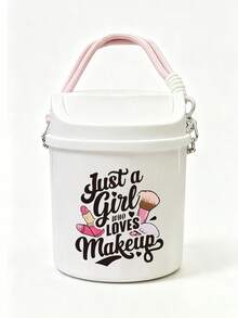 Portable Printed Makeup Storage Bucket With Lid, Large Capacity Cross‑Body Cosmetic Organizer, Dust‑Proof For Lipstick Brushes Eyeshadow Palette, Desktop Bathroom Dorm Vanity Storage For Girls Makeup Lovers, Back‑To‑School Gift - Multicolor - View 15