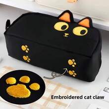 Cute 3D Black Cat Pencil Case - Large Capacity Polyester Student Supplies, Cute Cat Lover Gift, Suitable For Students And Office (Paw Design) - Multicolor - View 8